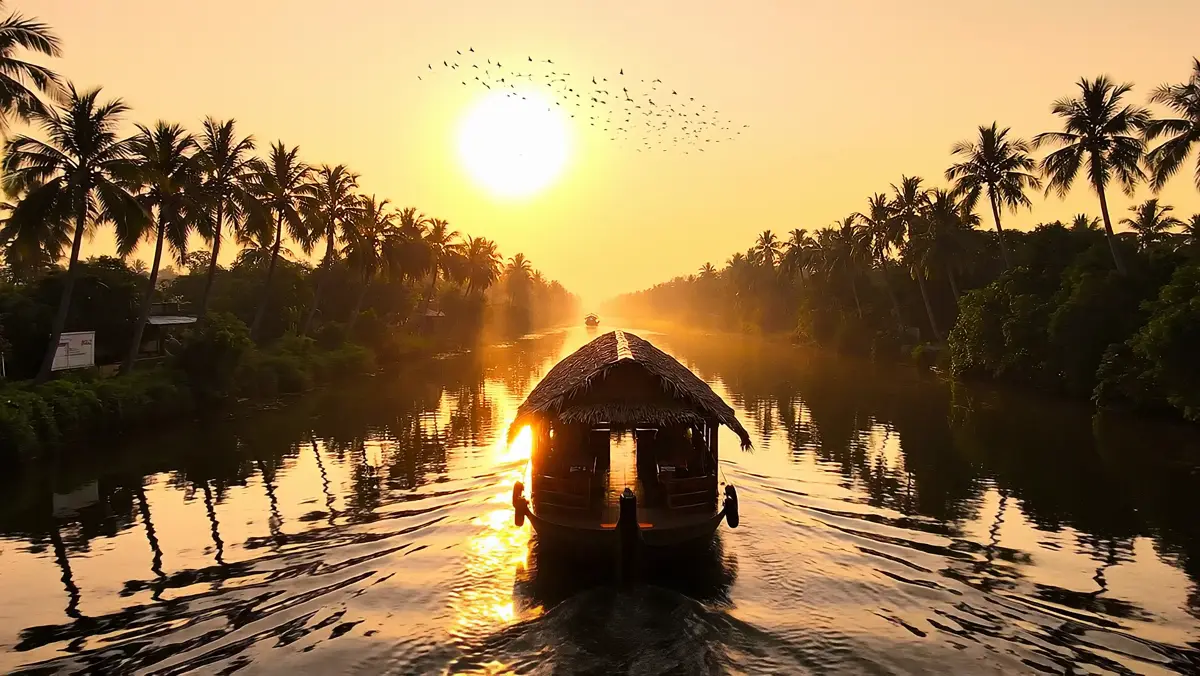 Kerala — Backwater houseboats · Munnar tea hills · honeymoons done gently